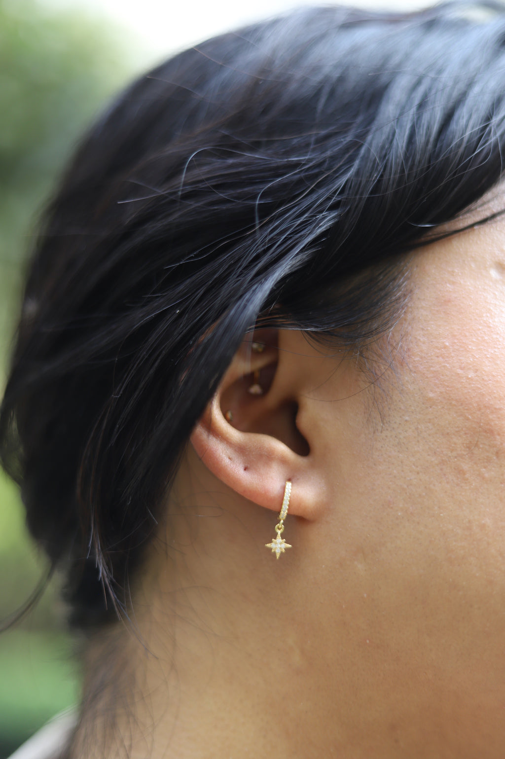 Mini Star Charm Hoop Earrings