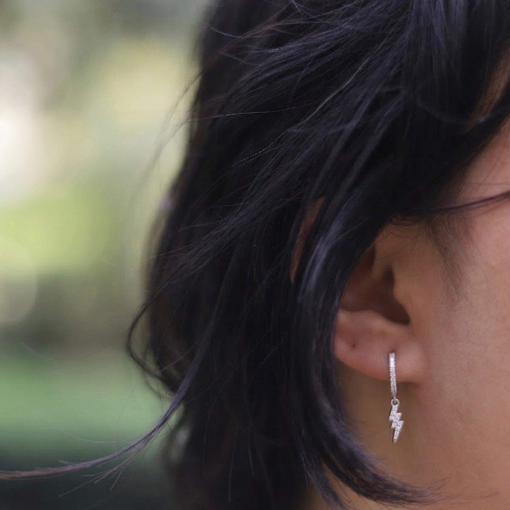 Lightning Bolt Charm Hoop