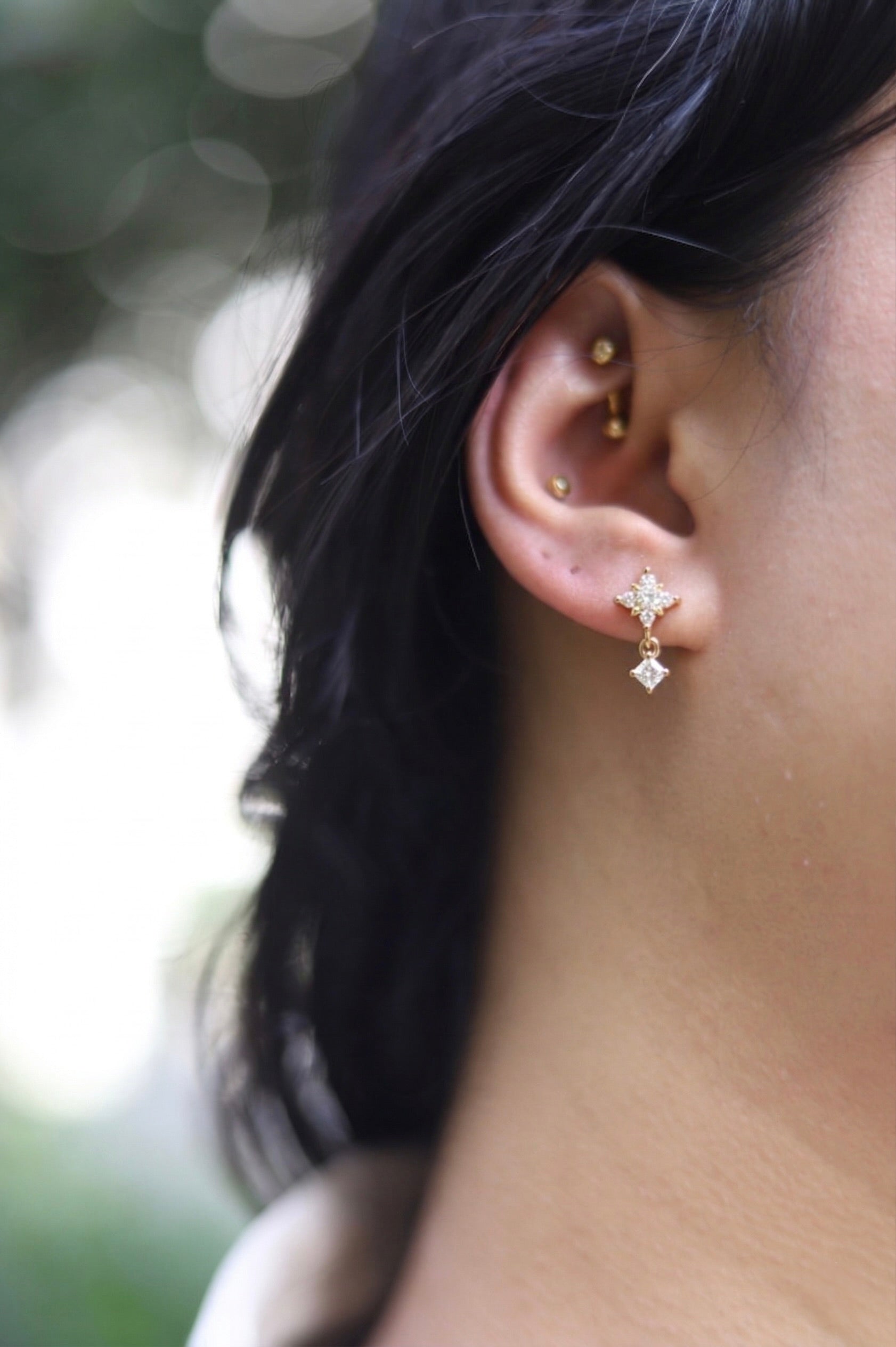 Star Drop Huggie Hoop Earrings