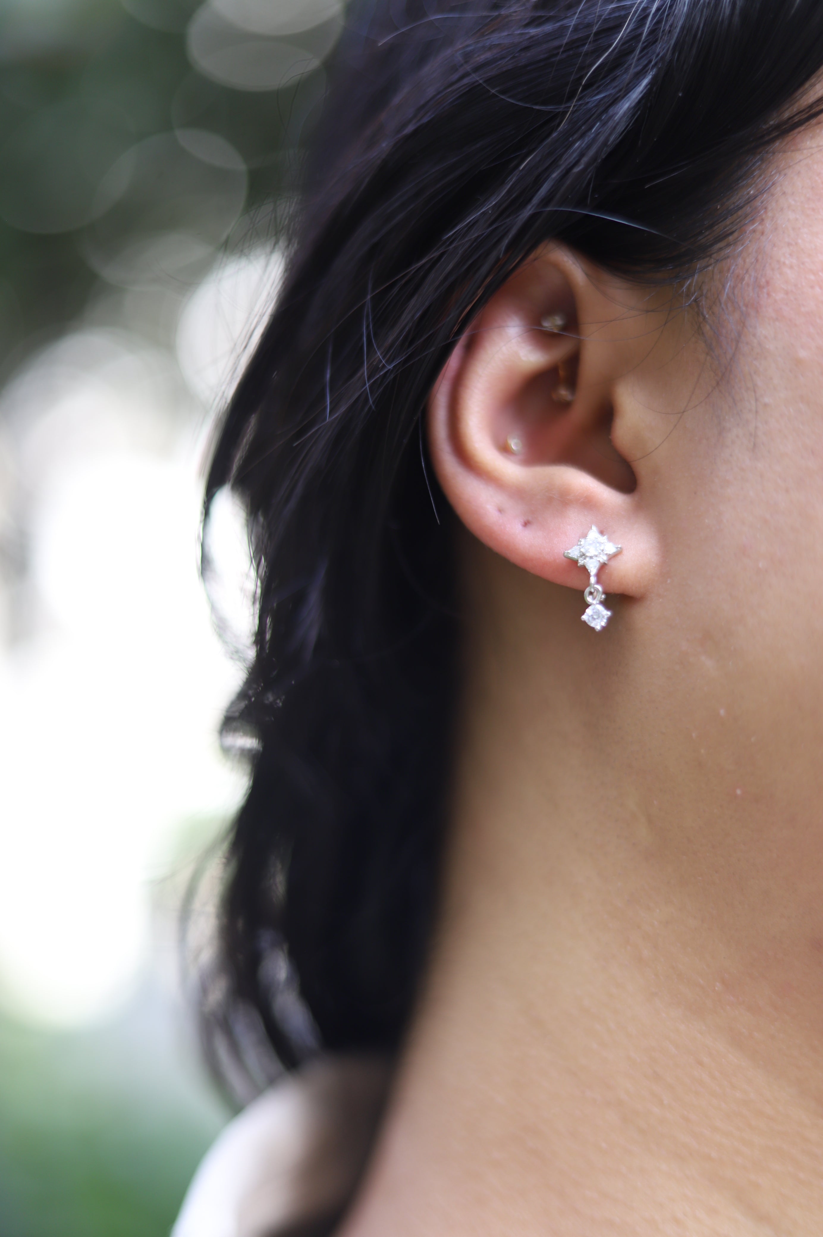 Star Drop Huggie Hoop Earrings