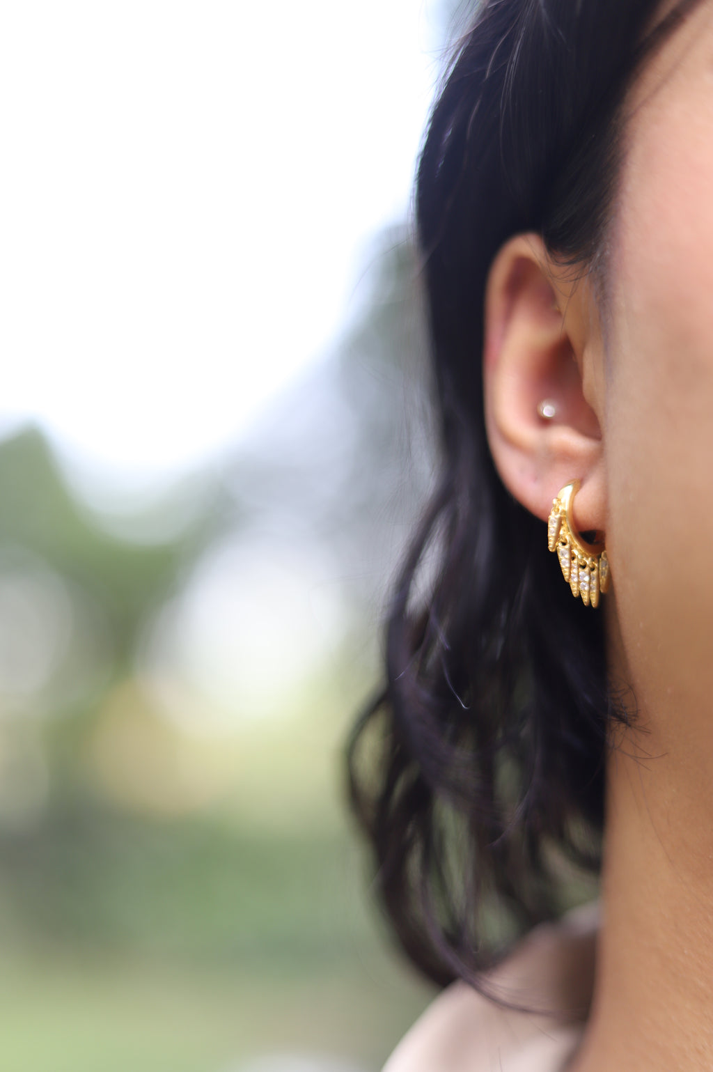 Multi Bar Drop Charm Hoop