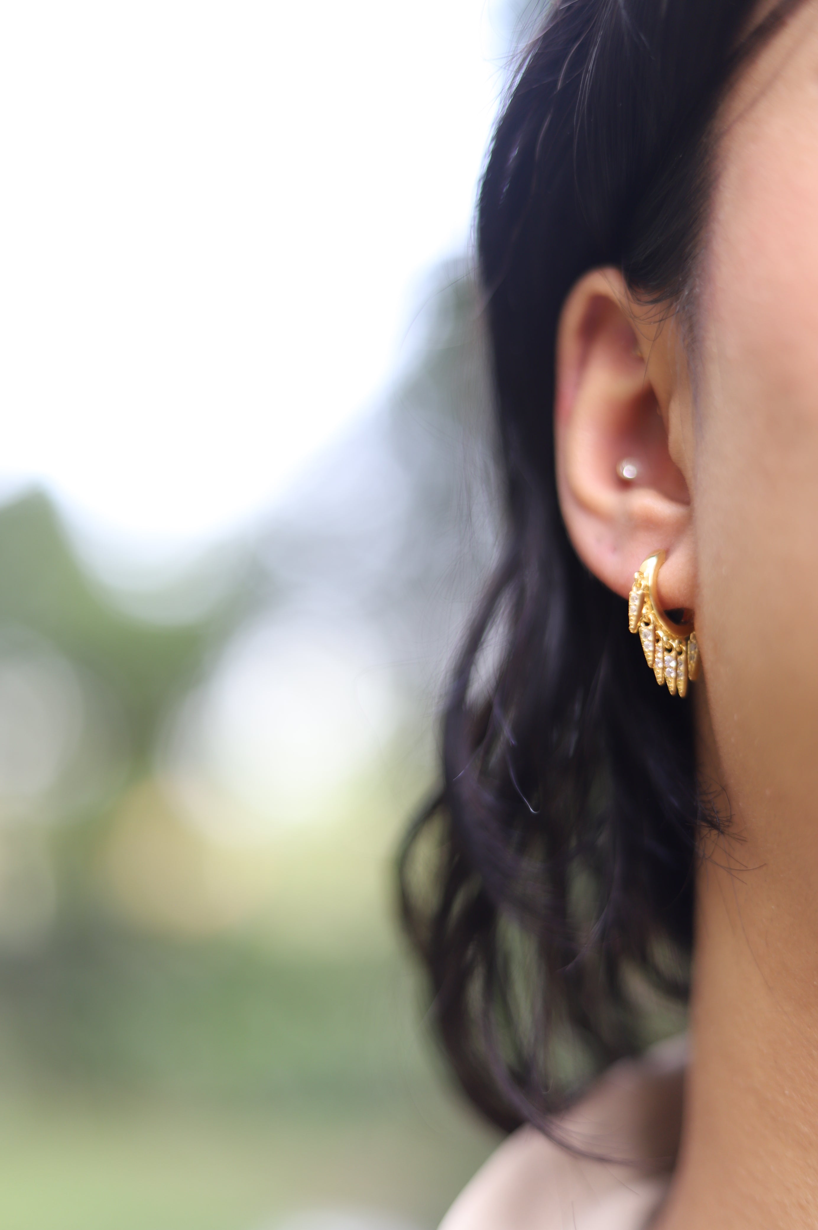 Multi Bar Drop Charm Hoop
