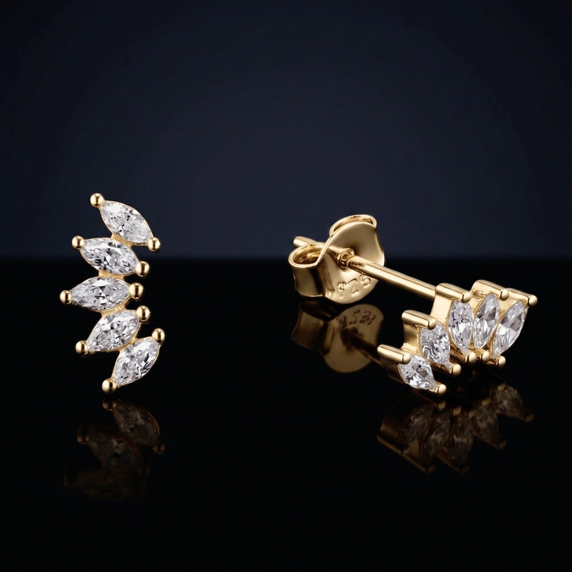 Baguette Cuff Stud Earrings