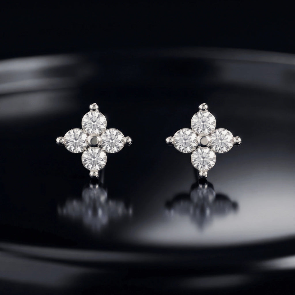 Four Petal Zirconia Stud