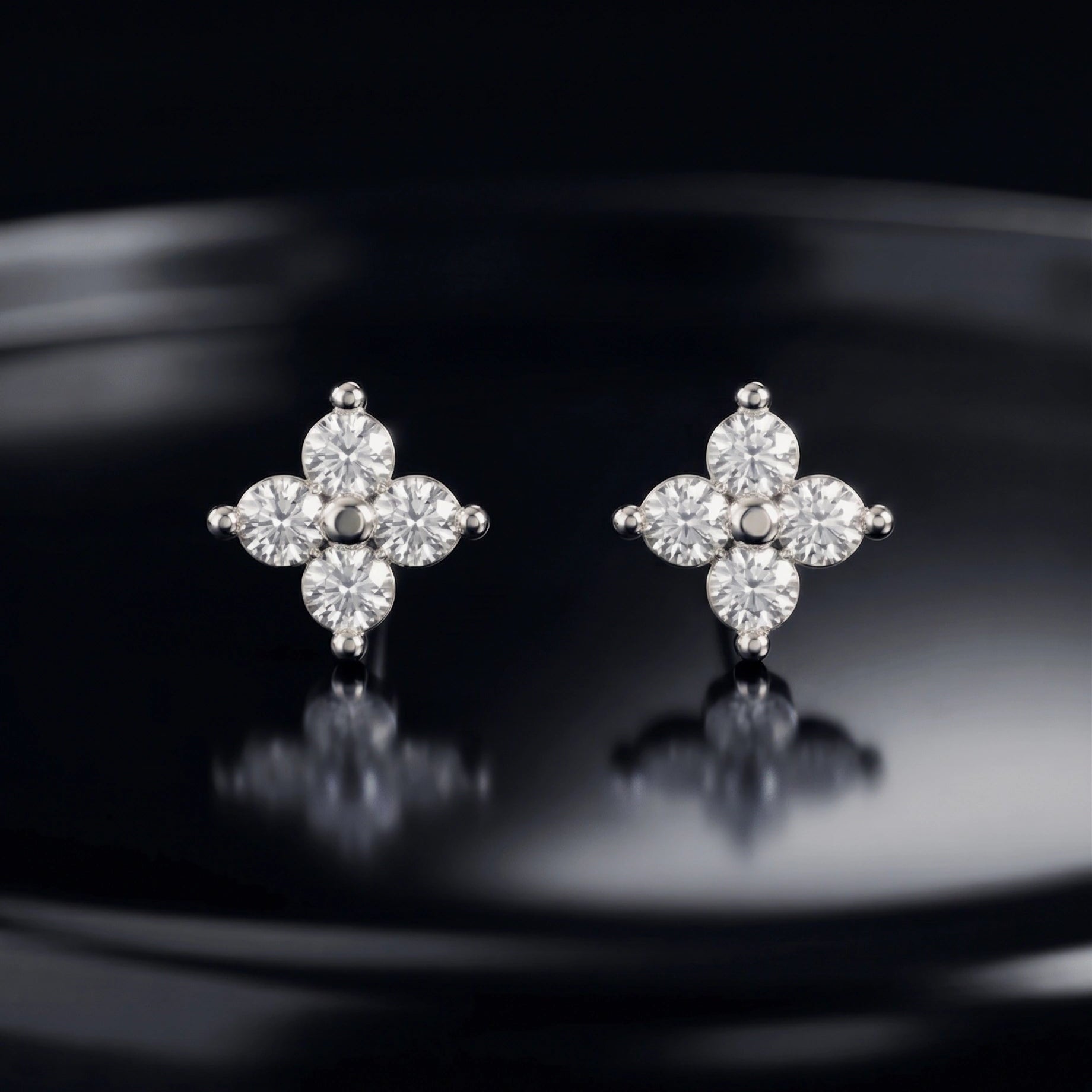 Four Petal Zirconia Stud