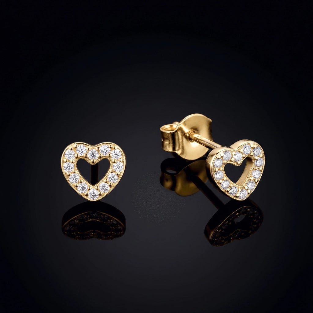 Zirconia Heart Stud Earrings