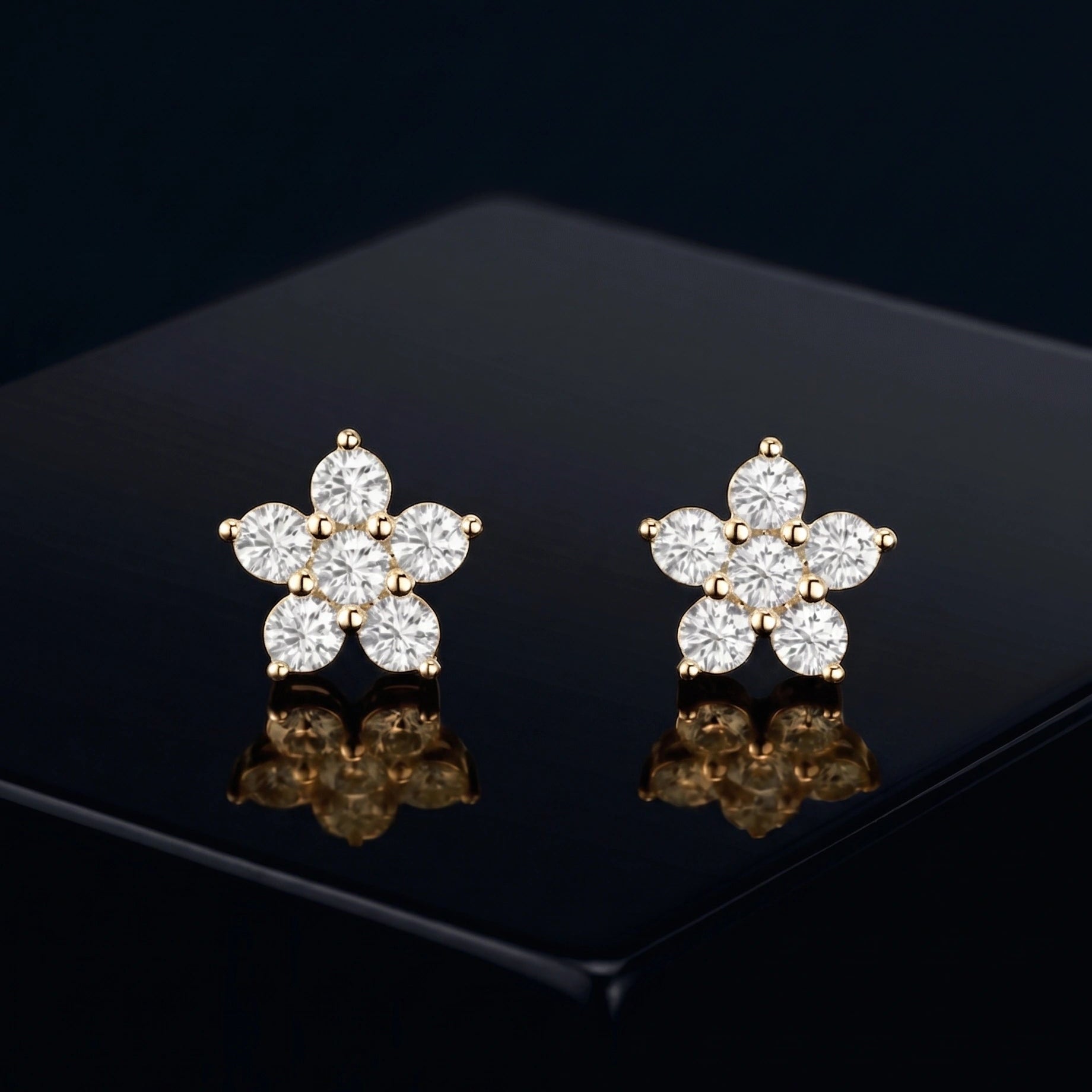 Zirconia Flower Stud Earrings
