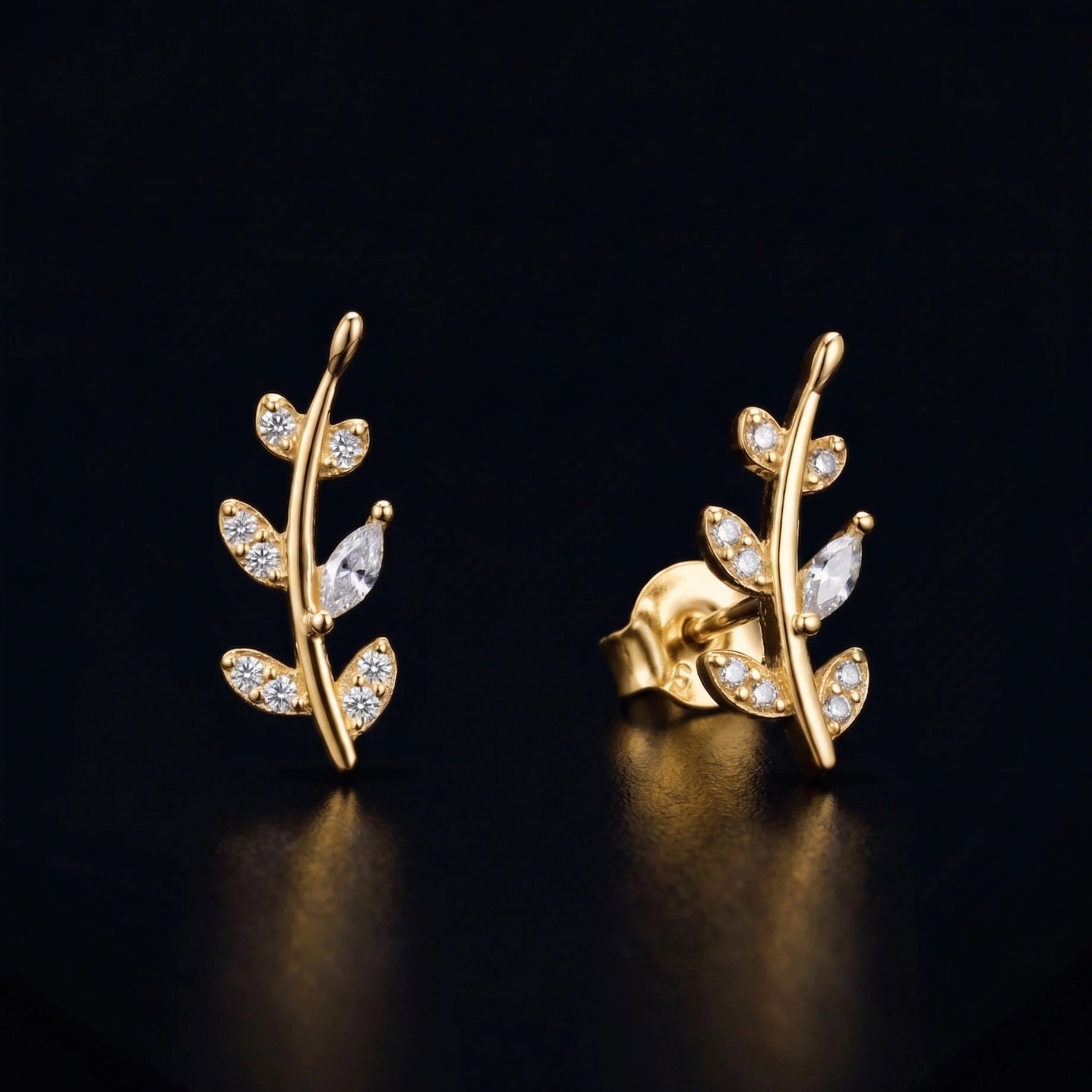Signature Leaf Stud Earrings