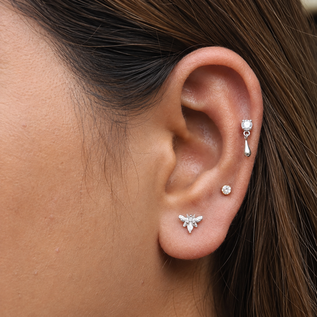 Dainty Droplet Stone Stud Earrings