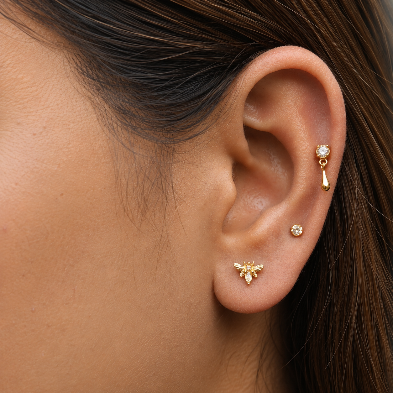 Dainty Droplet Stone Stud Earrings