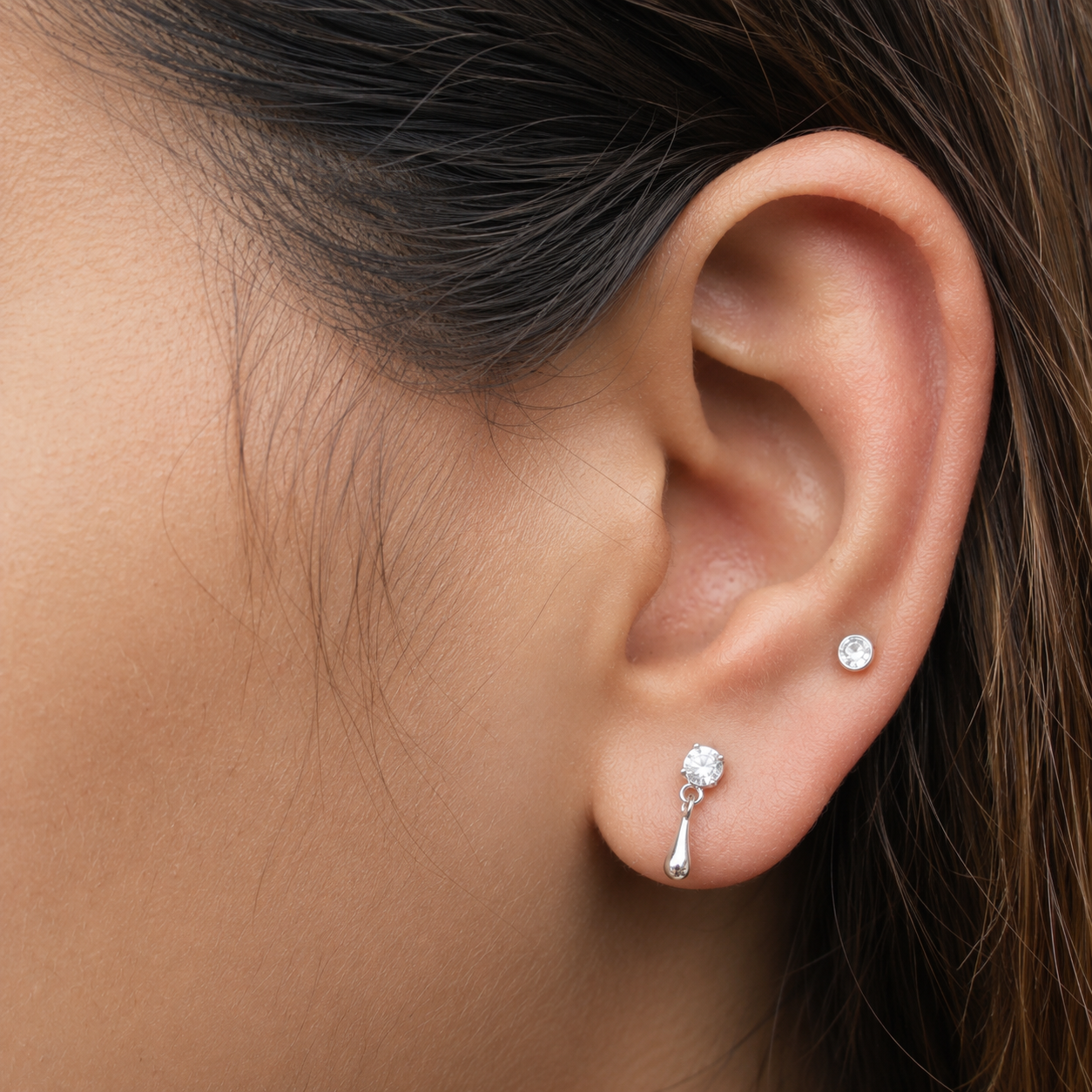 Dainty Droplet Stone Stud Earrings