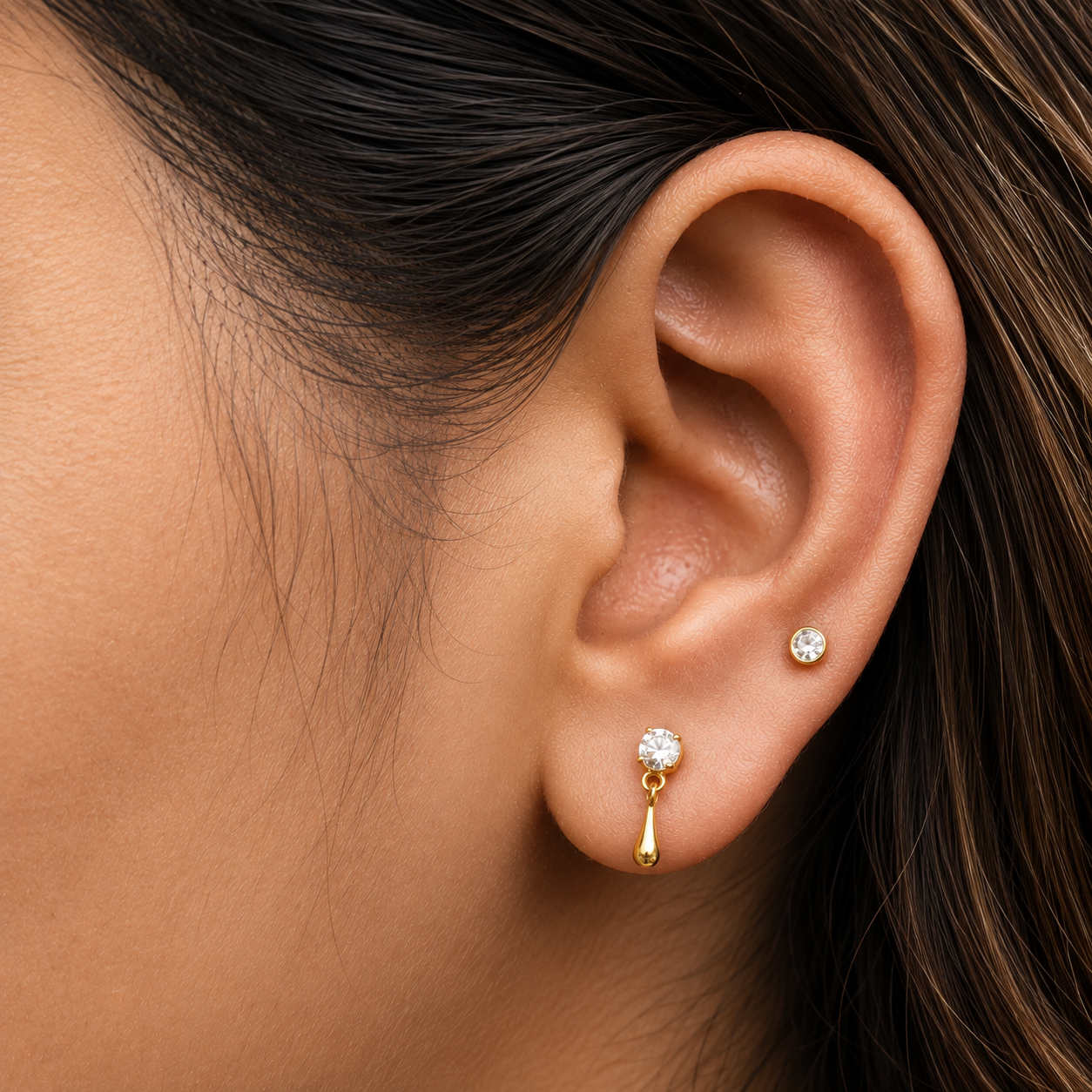 Dainty Droplet Stone Stud Earrings