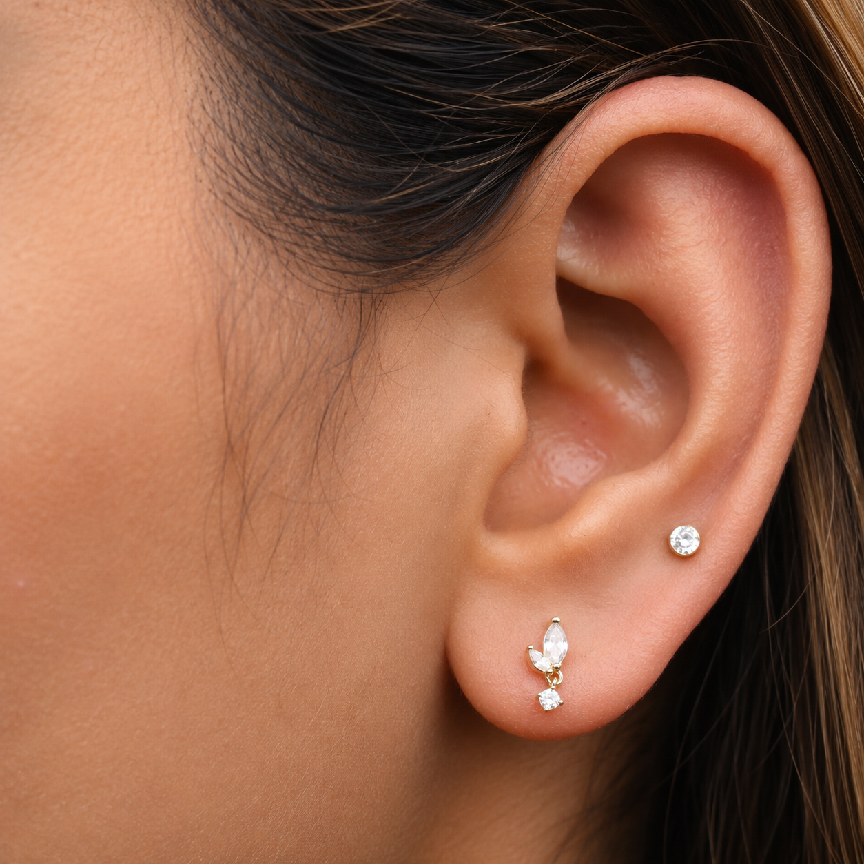 Marquise Petal Drop Stud Earrings