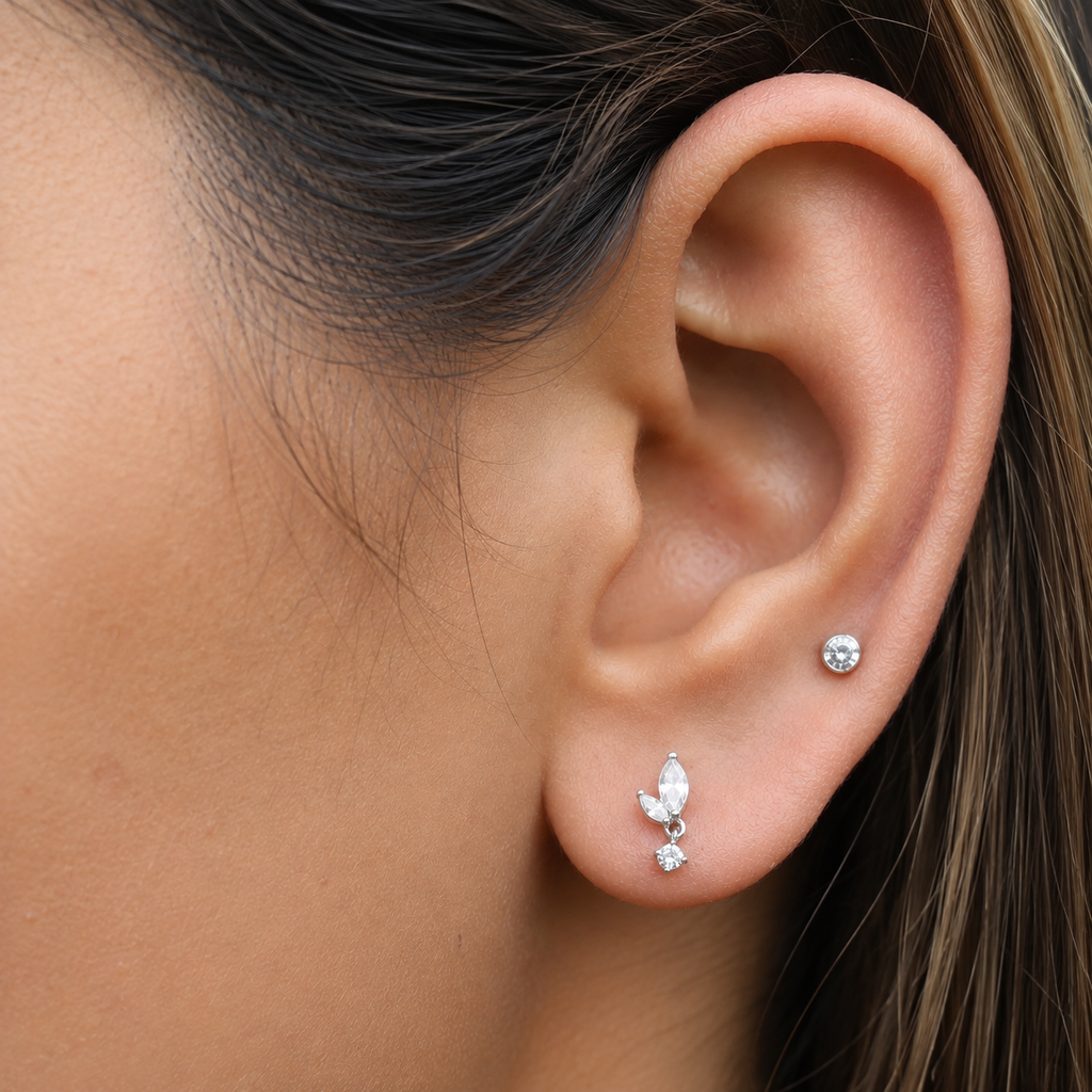 Marquise Petal Drop Stud Earrings