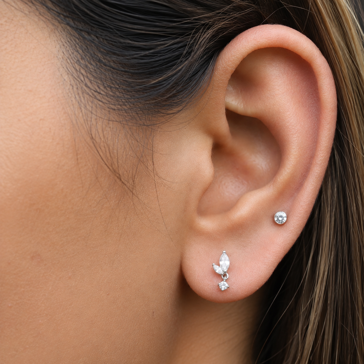 Marquise Petal Drop Stud Earrings