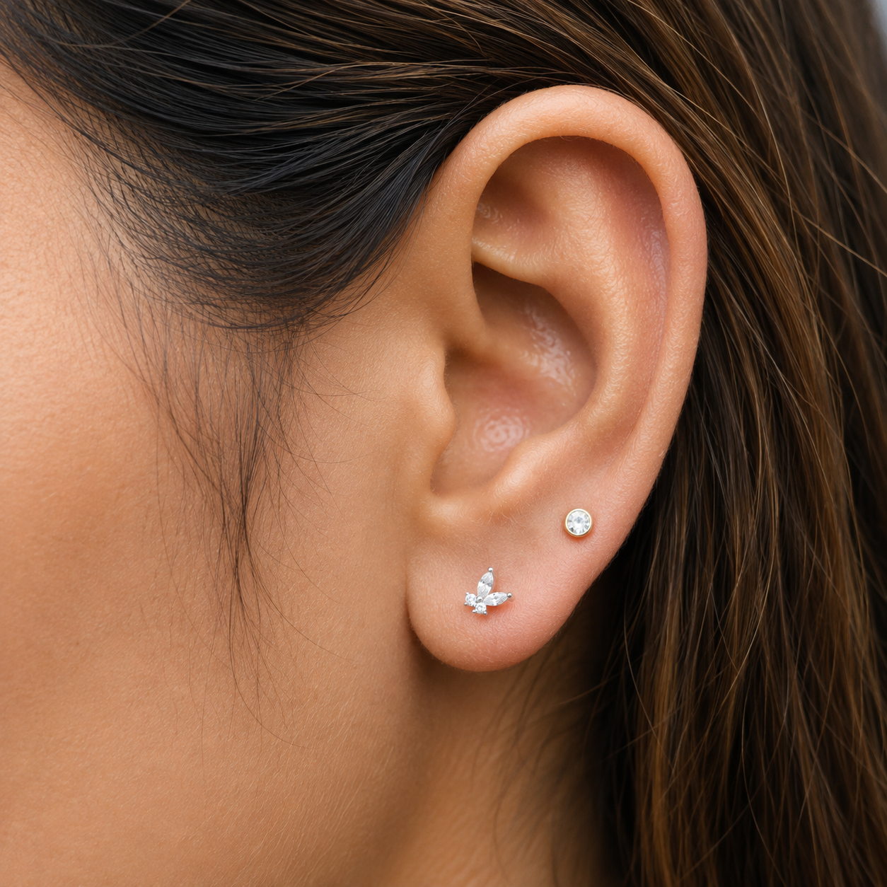 Zirconia Mini Butterfly Stud Earrings
