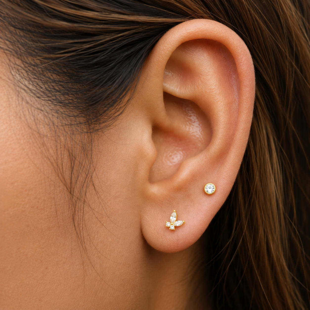 Zirconia Mini Butterfly Stud Earrings