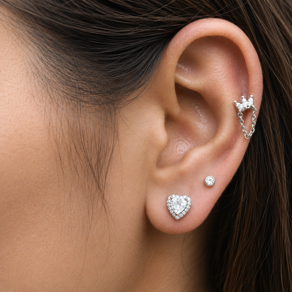 Solitare Heart Stud Earrings
