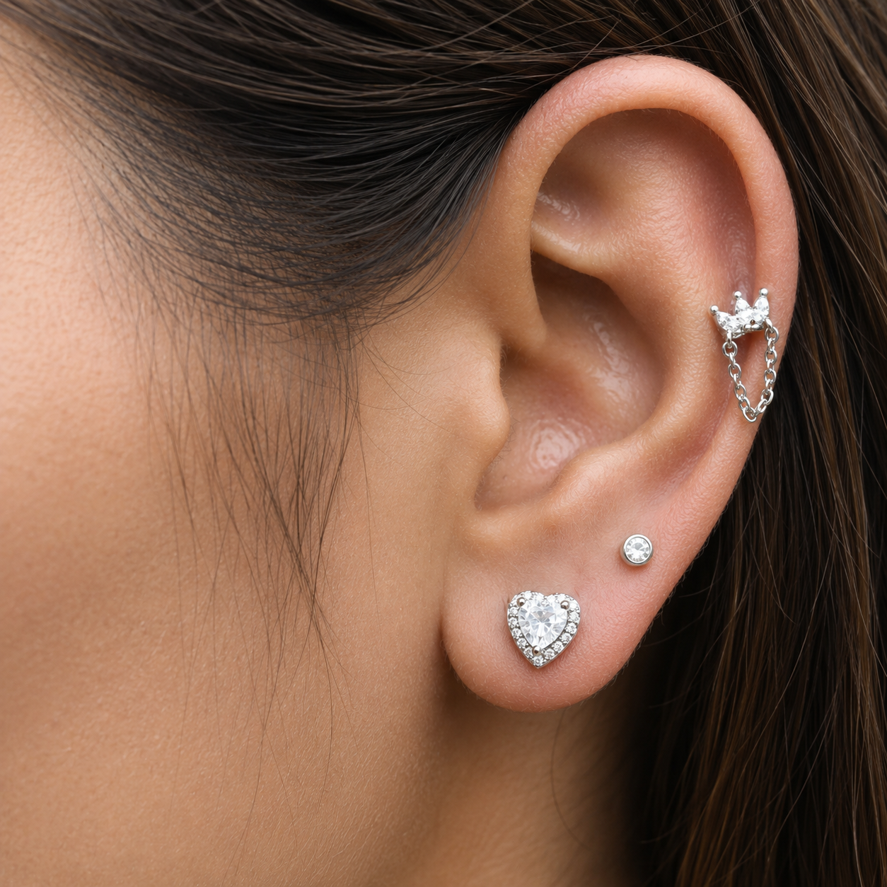 Solitare Heart Stud Earrings