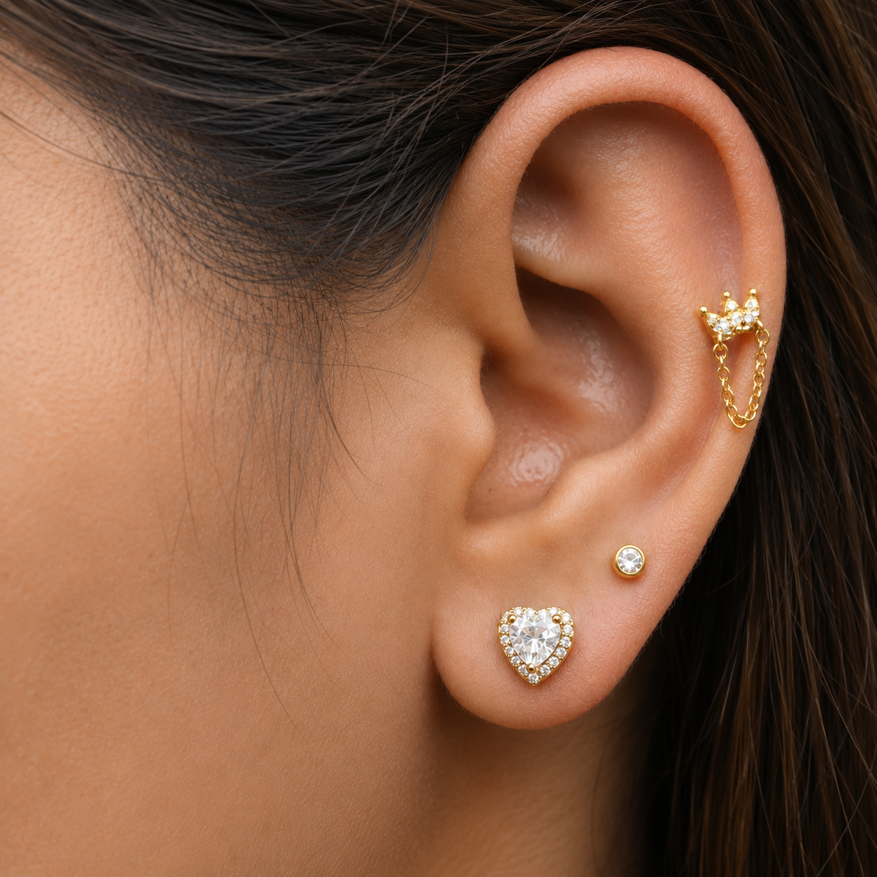 Solitare Heart Stud Earrings