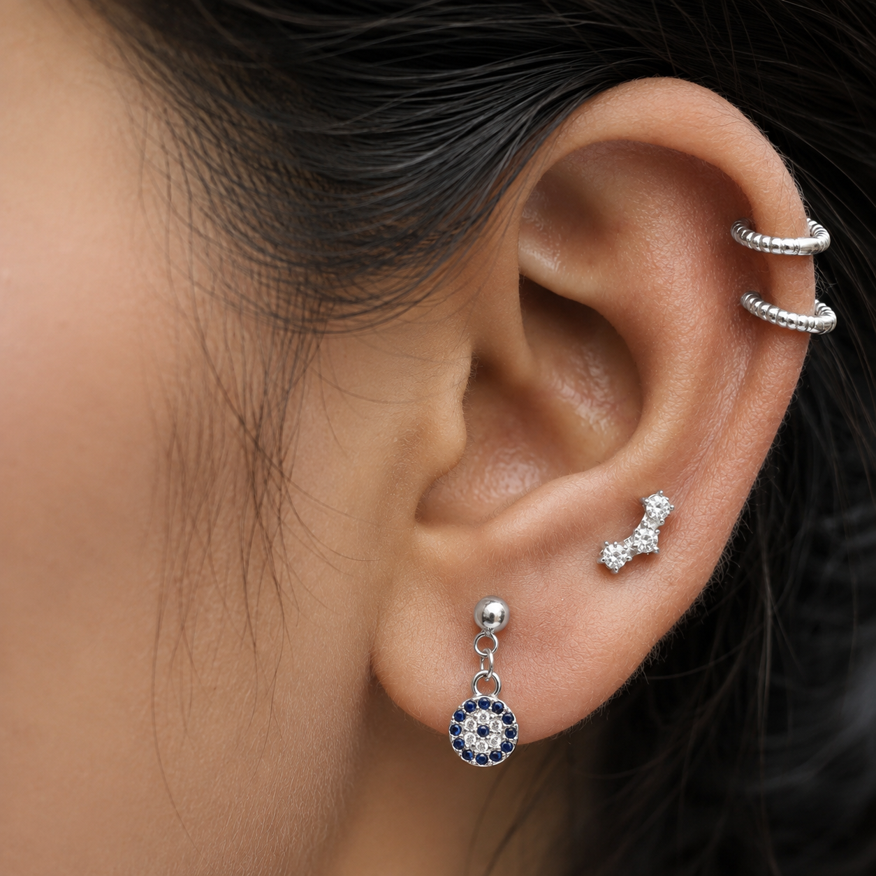 Evil Eye Zirconia Drop Stud