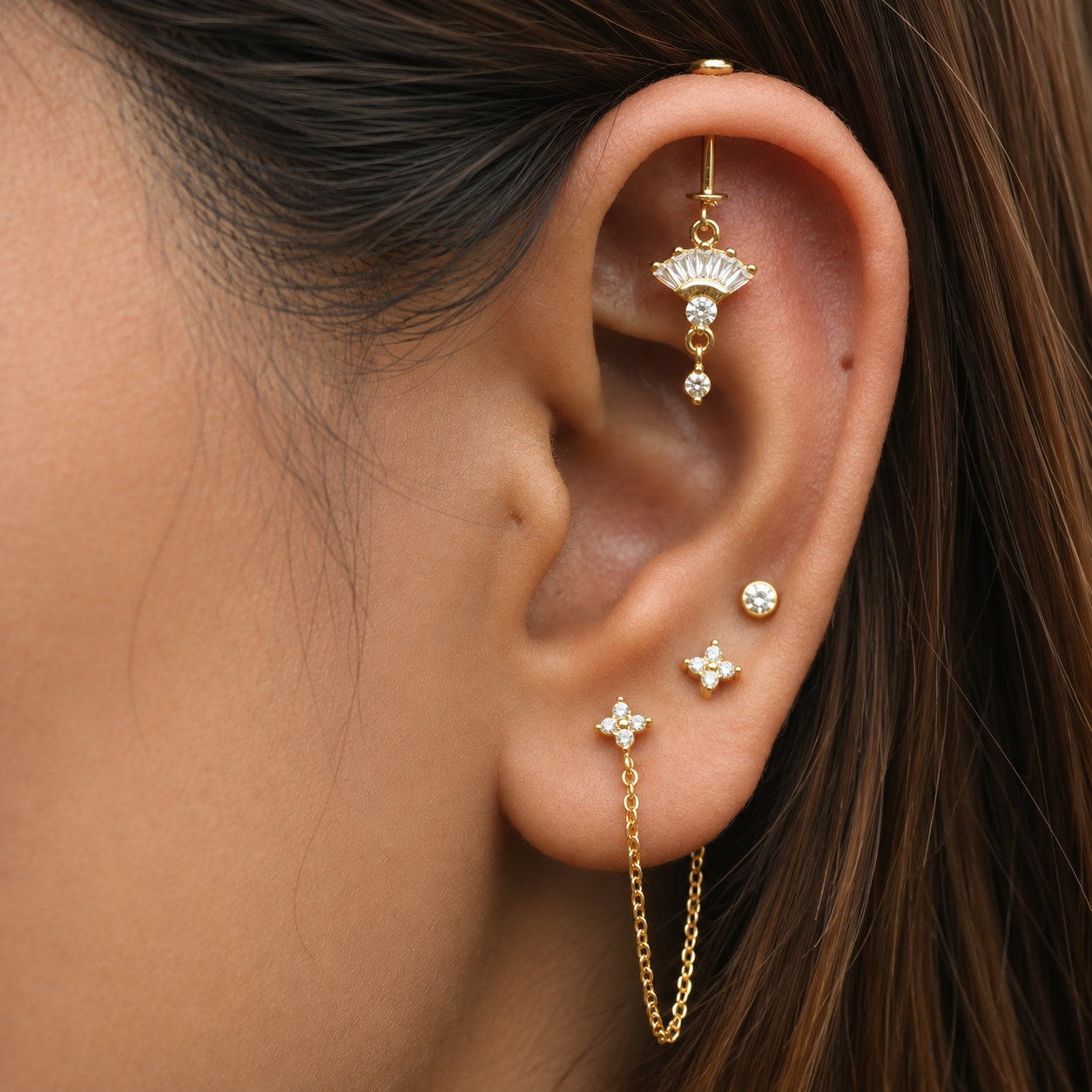 Celeste Helix Hanging Earrings