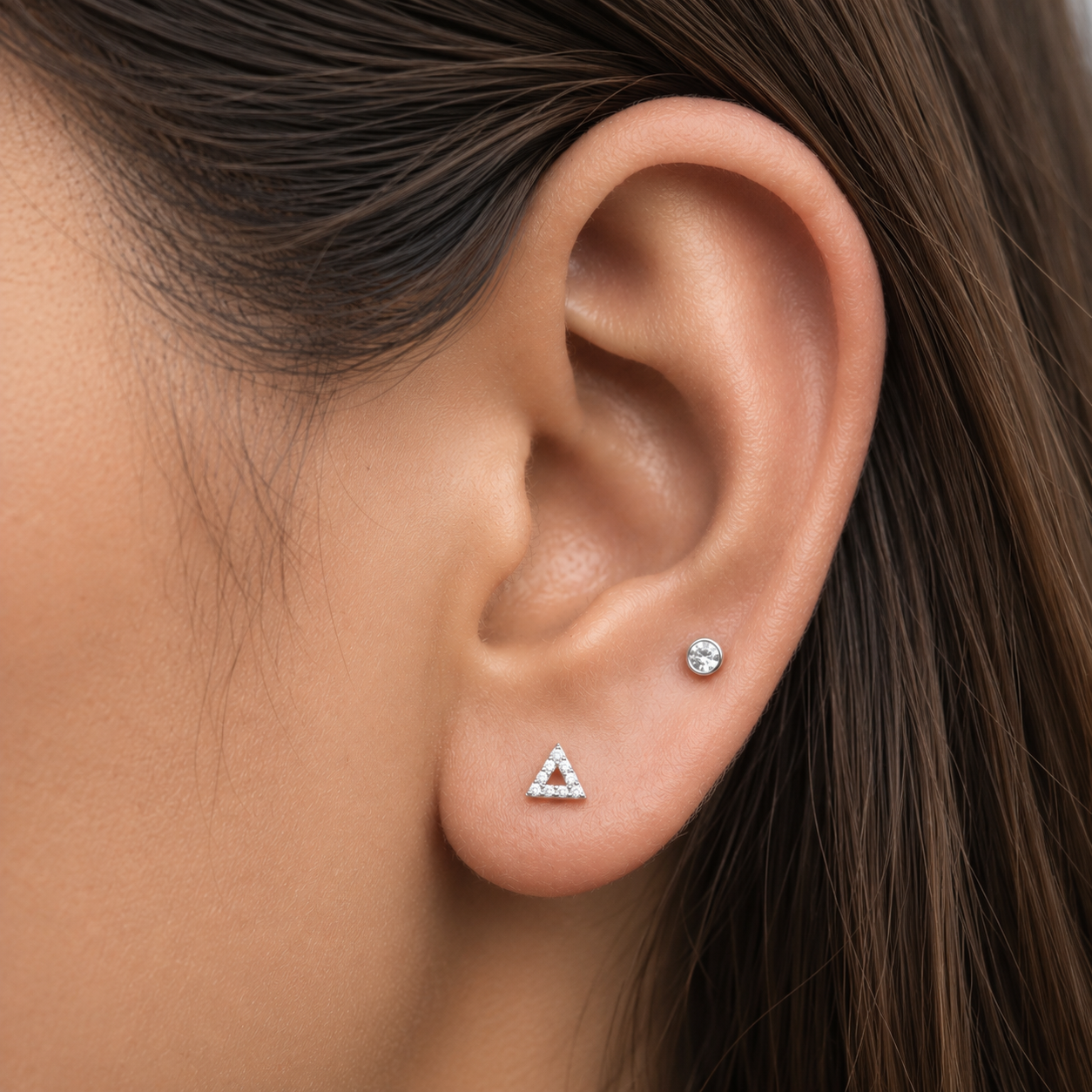 Zircon Hollow Triangle Stud Earrings