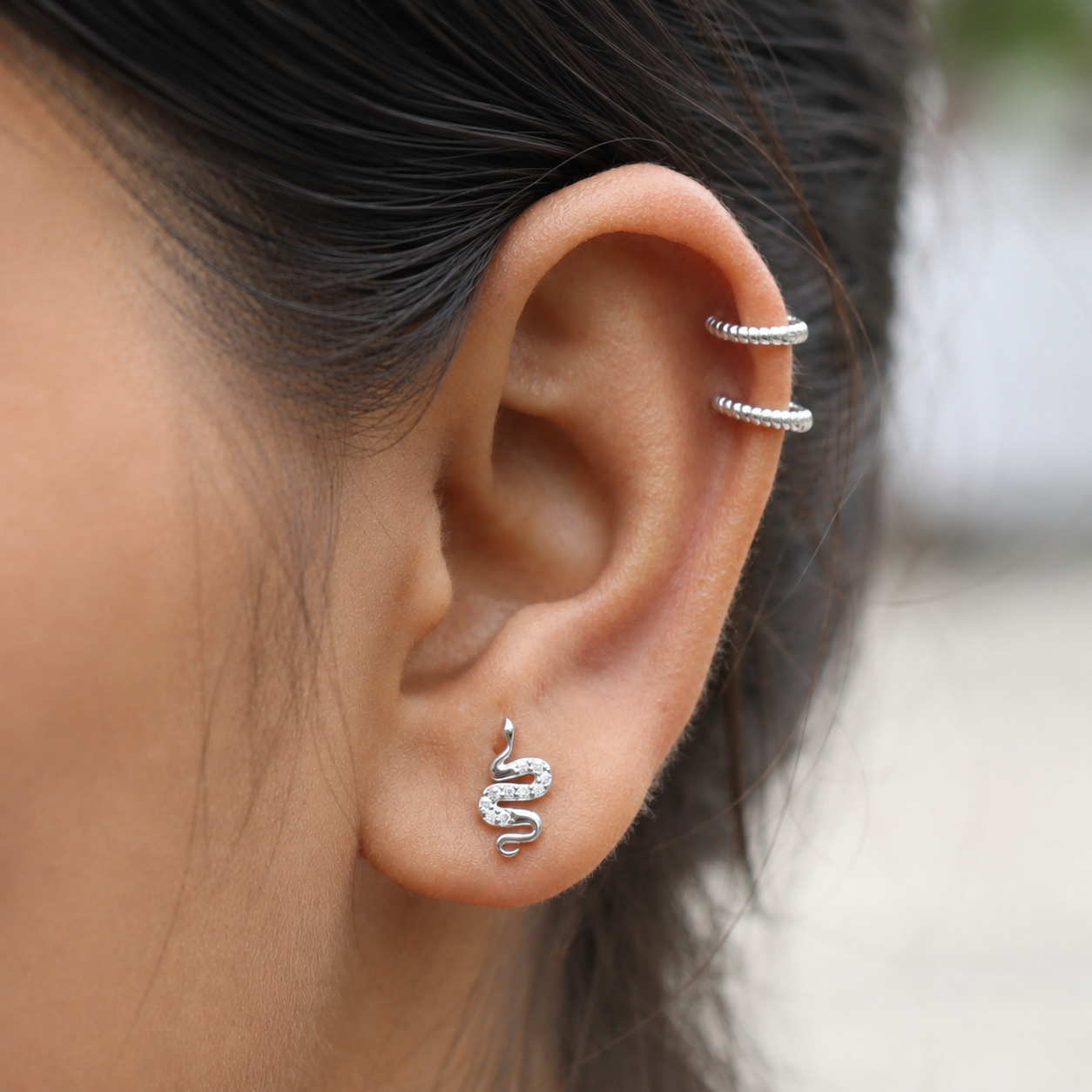 Zirconia Snake Stud
