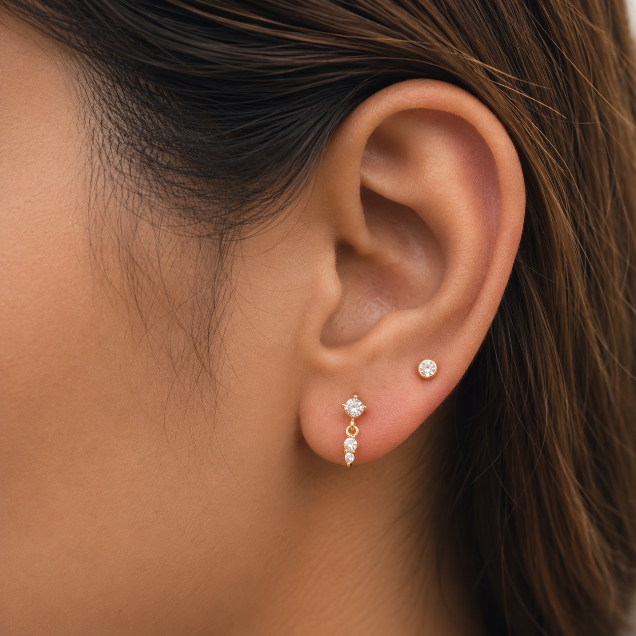 Zircon Stone Charm Stud