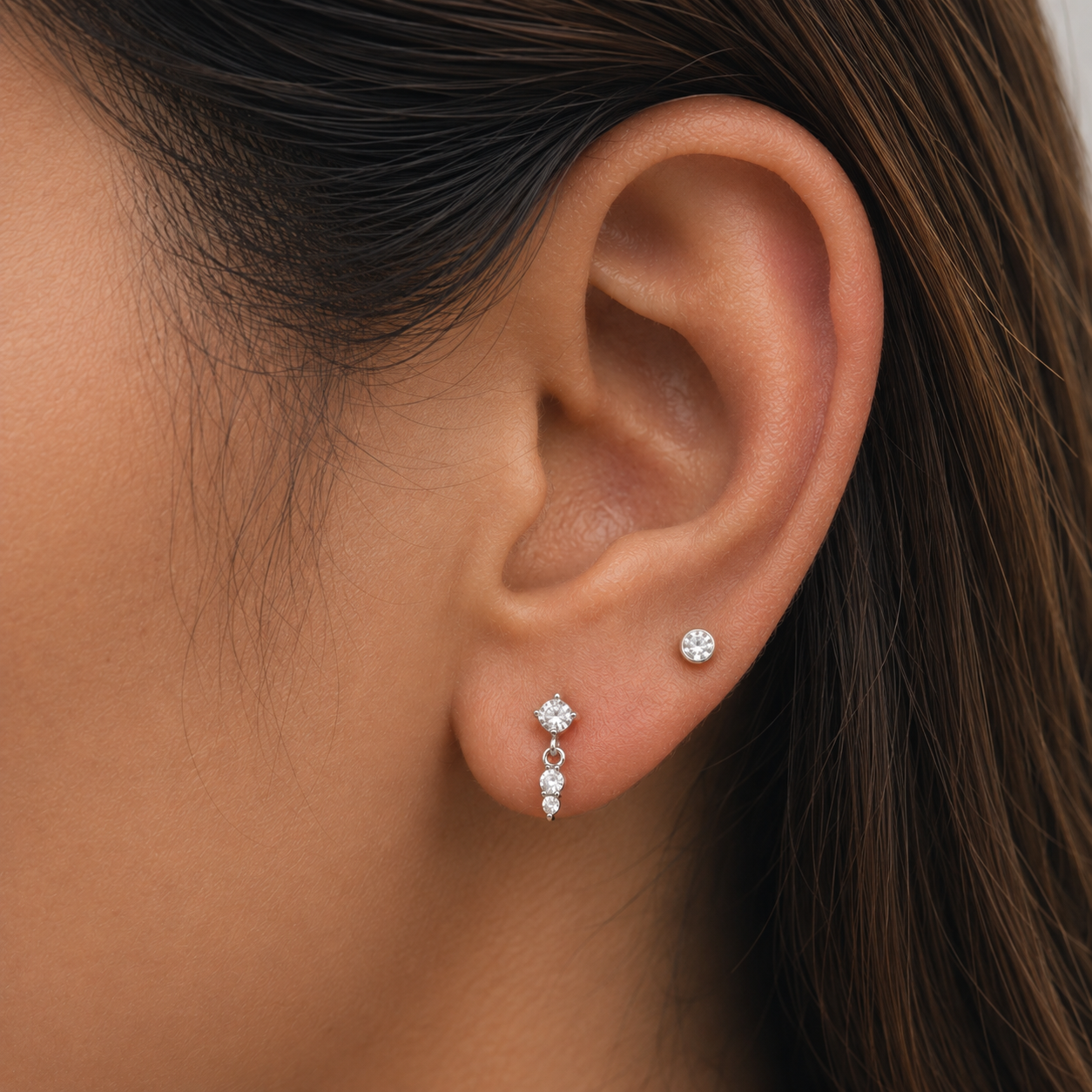 Zircon Stone Charm Stud