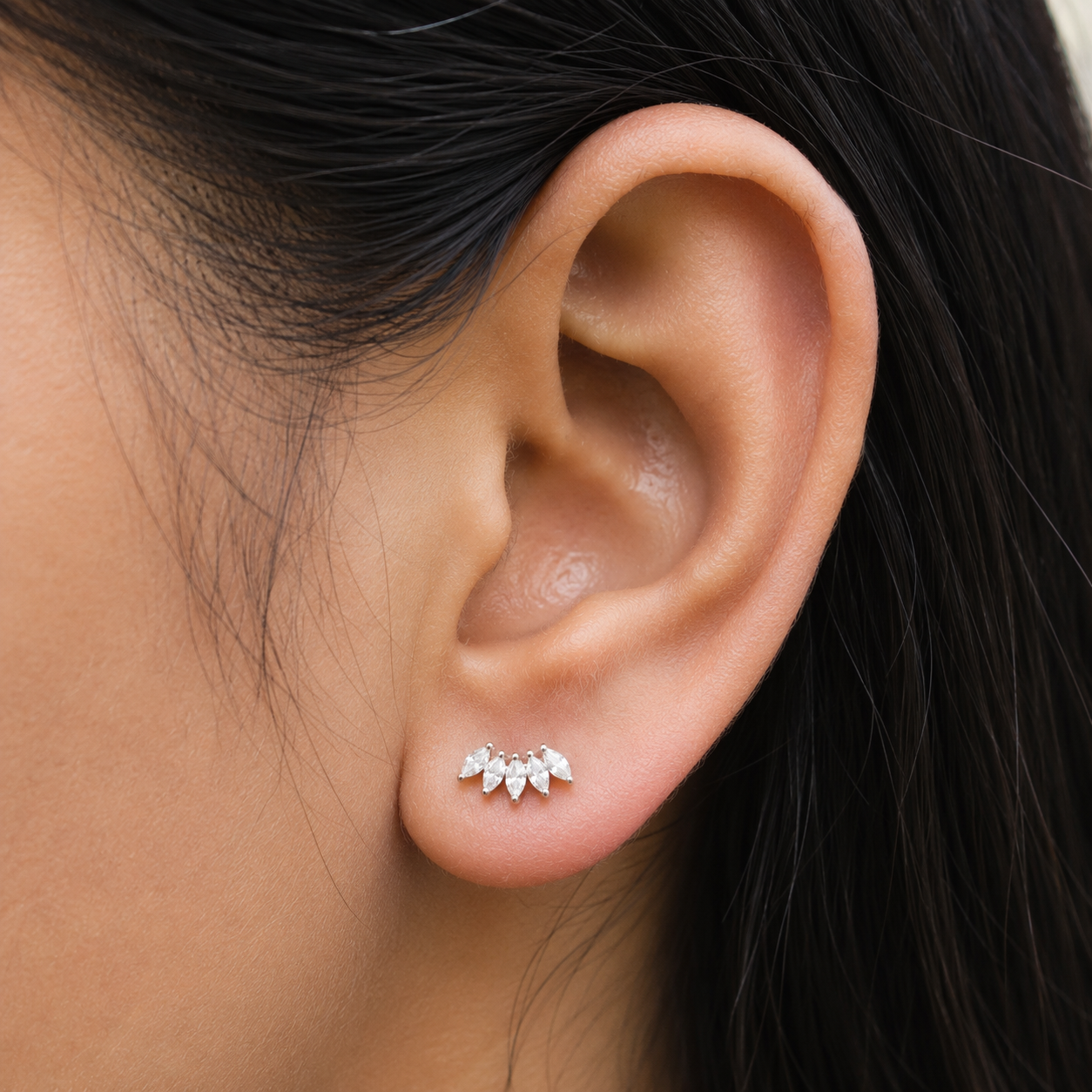 Baguette Cuff Stud Earrings