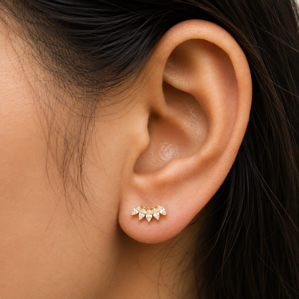Baguette Cuff Stud Earrings