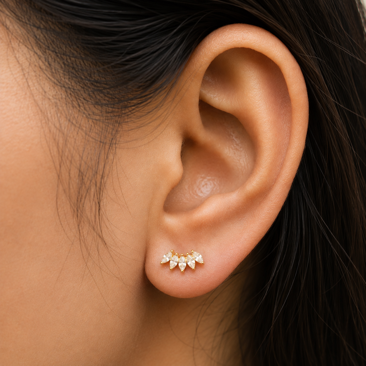 Baguette Cuff Stud Earrings