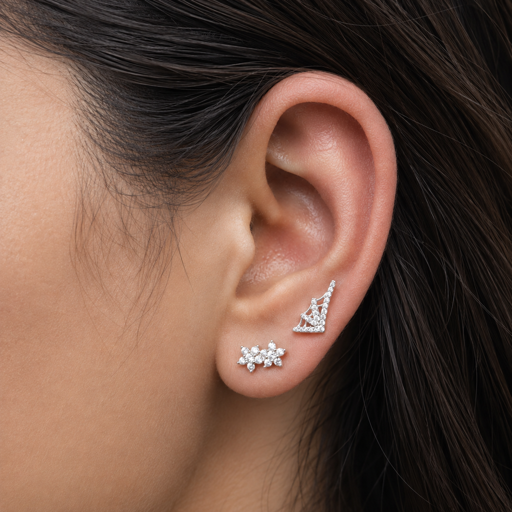 Zirconia Web Stud Earrings