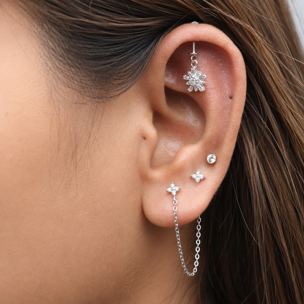 Starlit Drop Helix Hanging Earrings