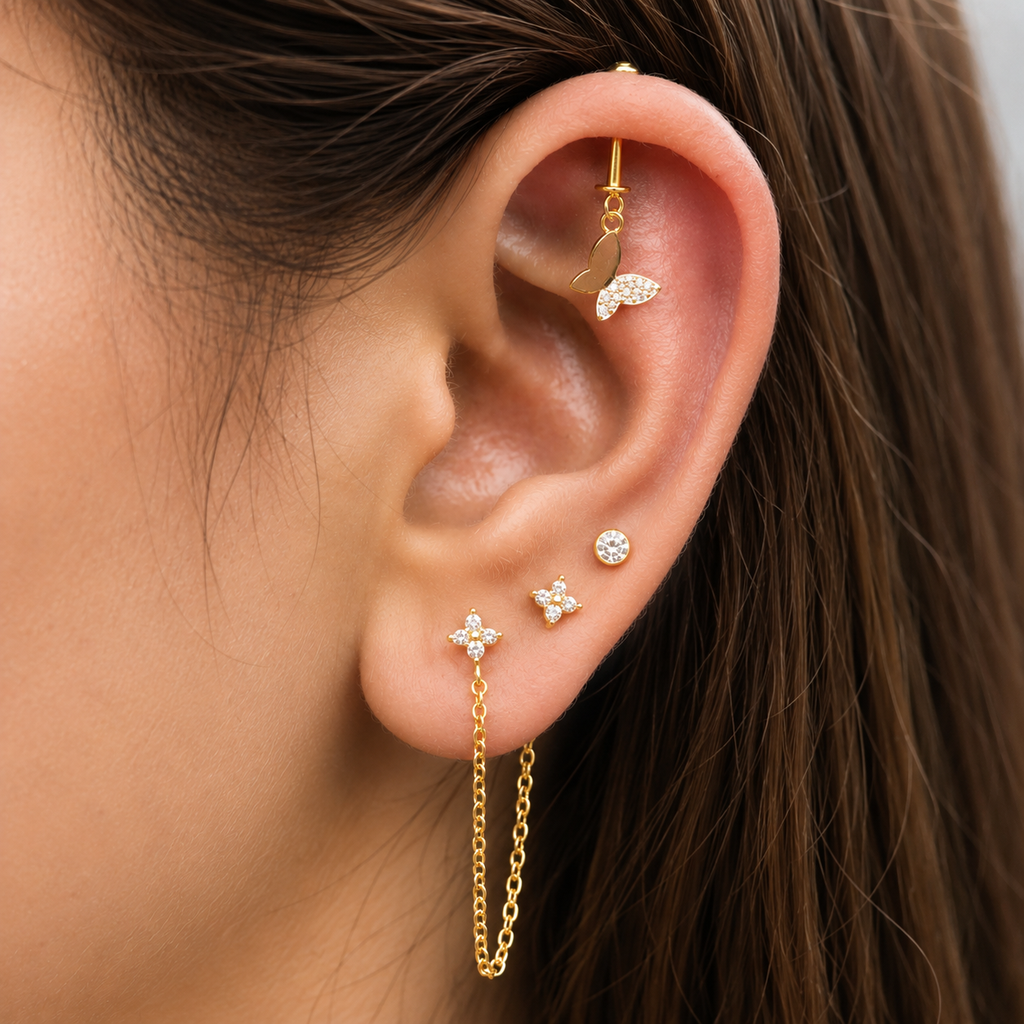 Floating Butterfly Helix Hanging Earrings