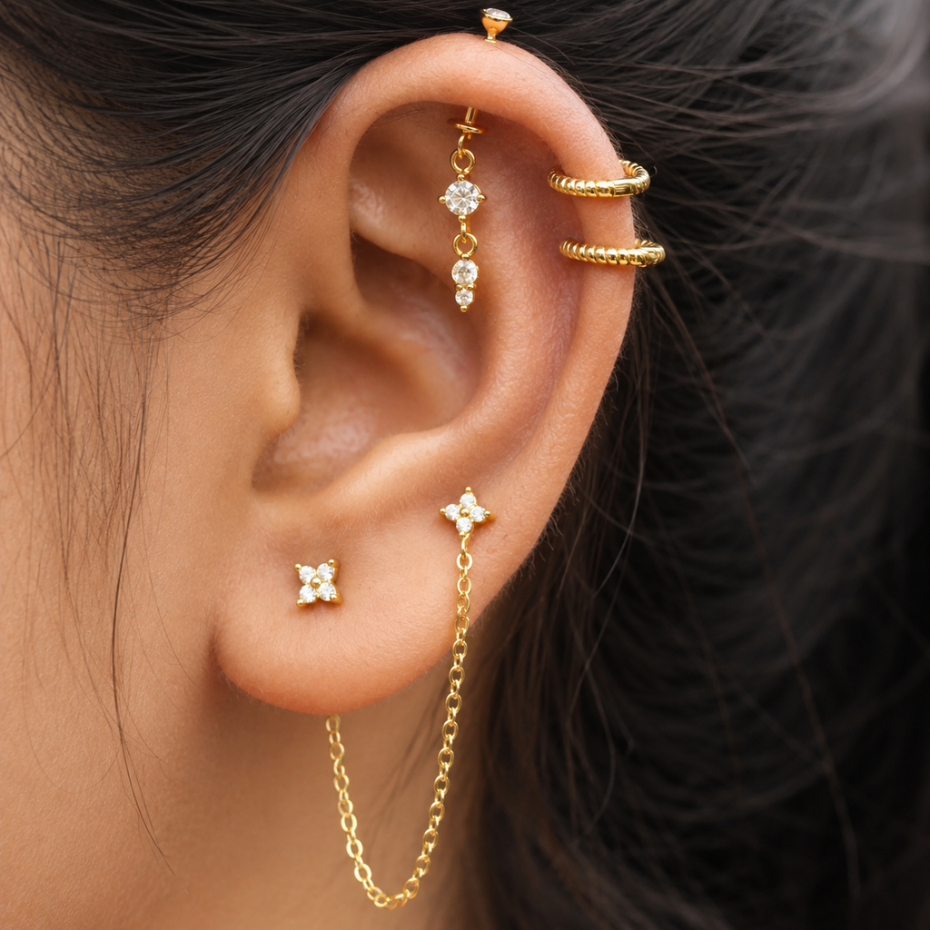 Stone with Drop Charm Helix Hanging