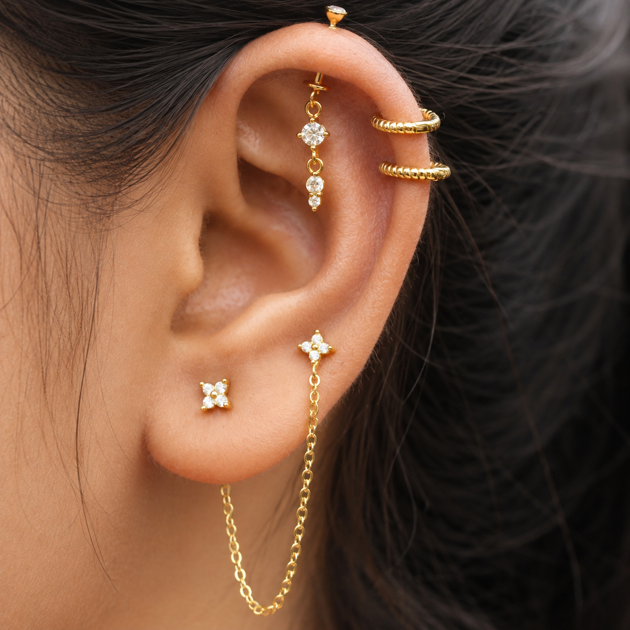 Stone with Drop Charm Helix Hanging