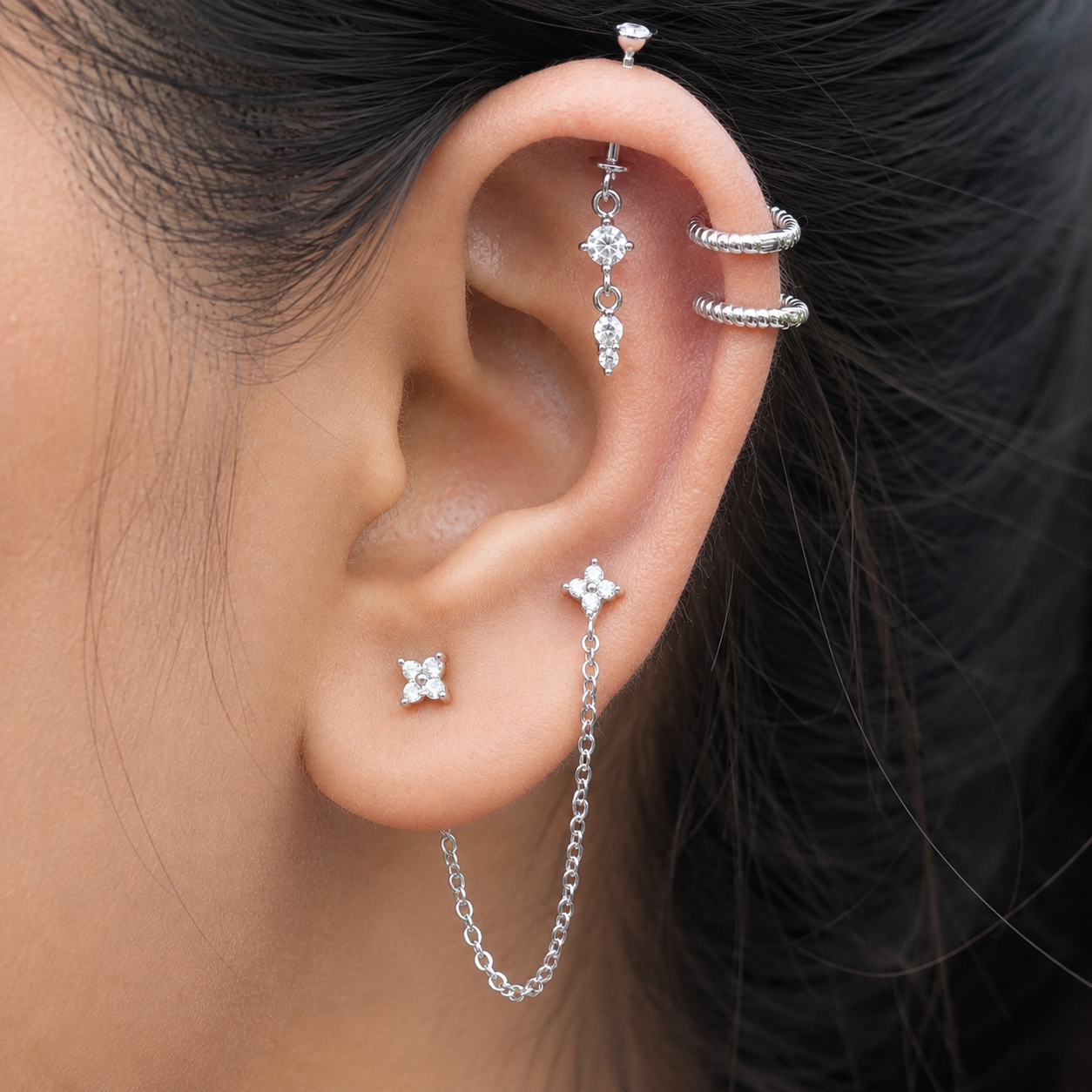 Stone with Drop Charm Helix Hanging
