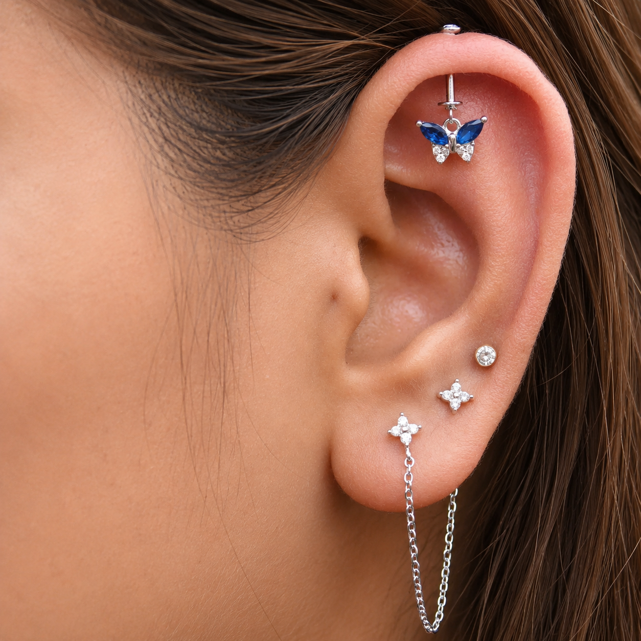 Sapphire Butterfly Helix Hanging Hanging