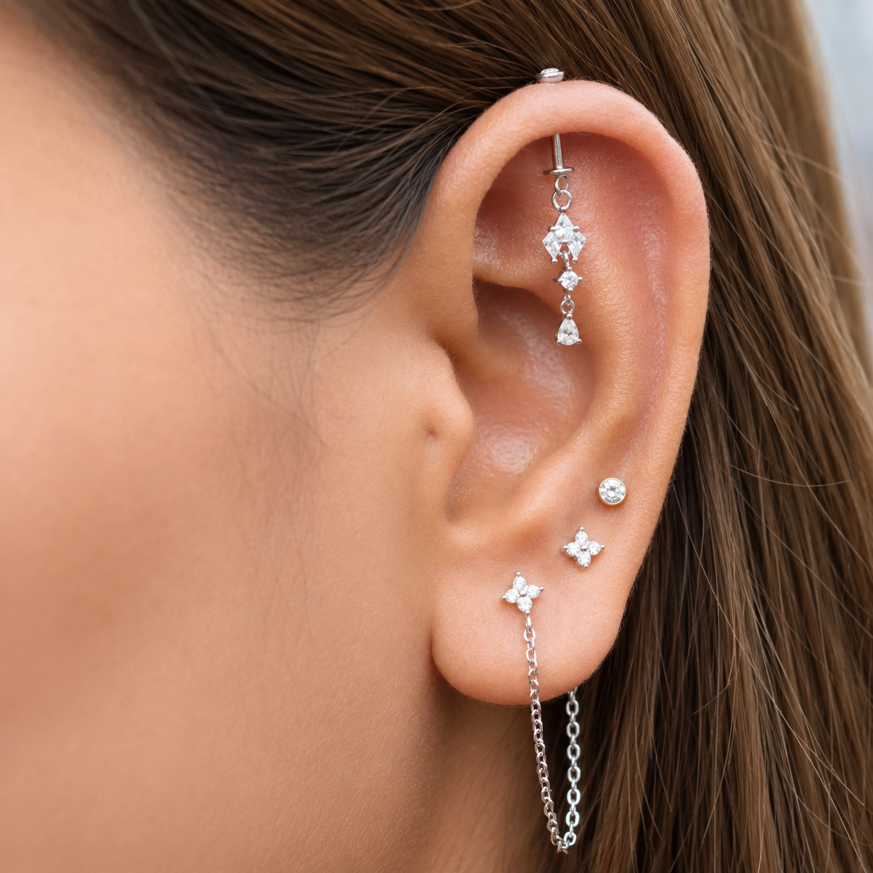 Crystal Dangle Helix Hanging Earrings
