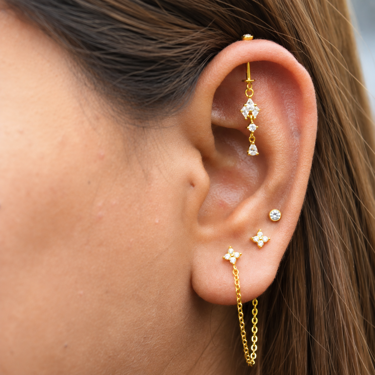 Crystal Dangle Helix Hanging Earrings