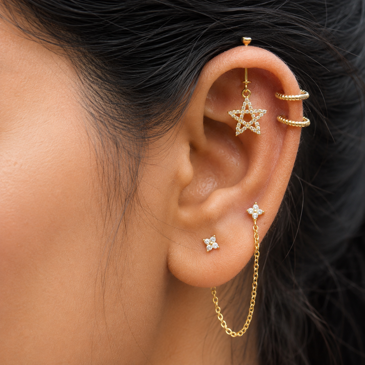 Starry Night Helix Hanging Earrings