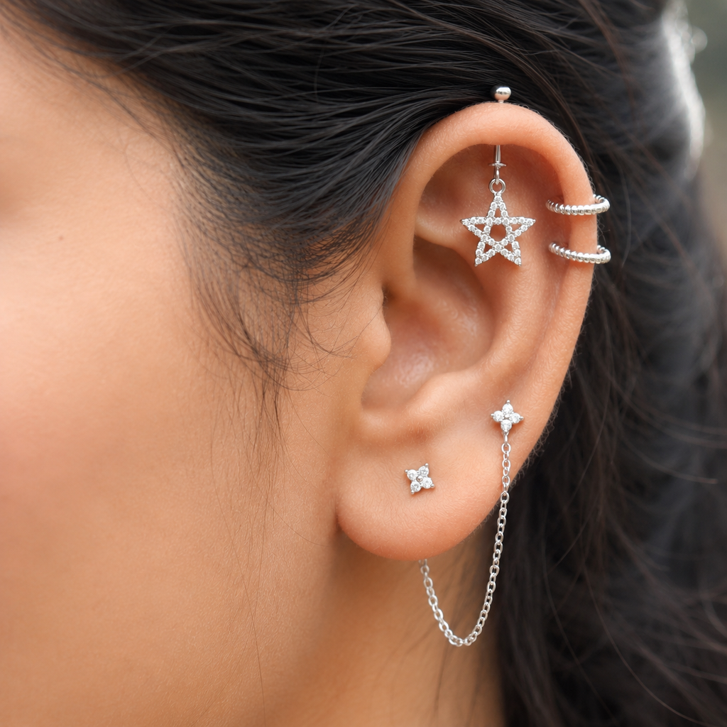 Starry Night Helix Hanging Earrings