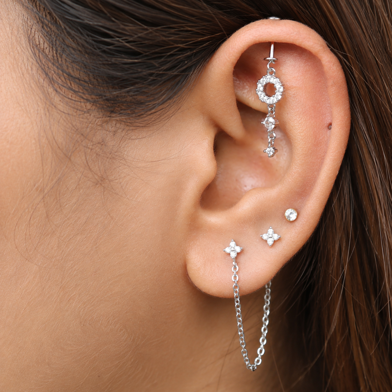 Zircon Circle Flow Drop Helix Hanging