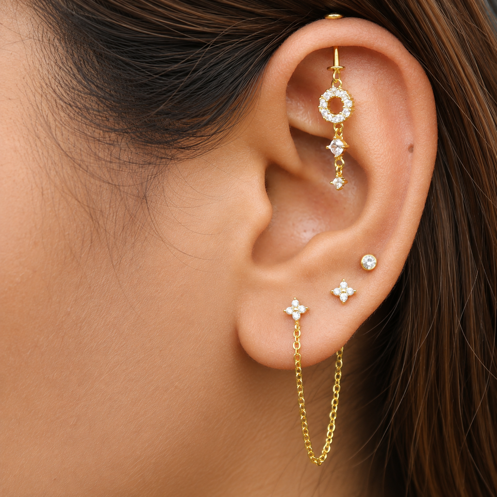 Zircon Circle Flow Drop Helix Hanging