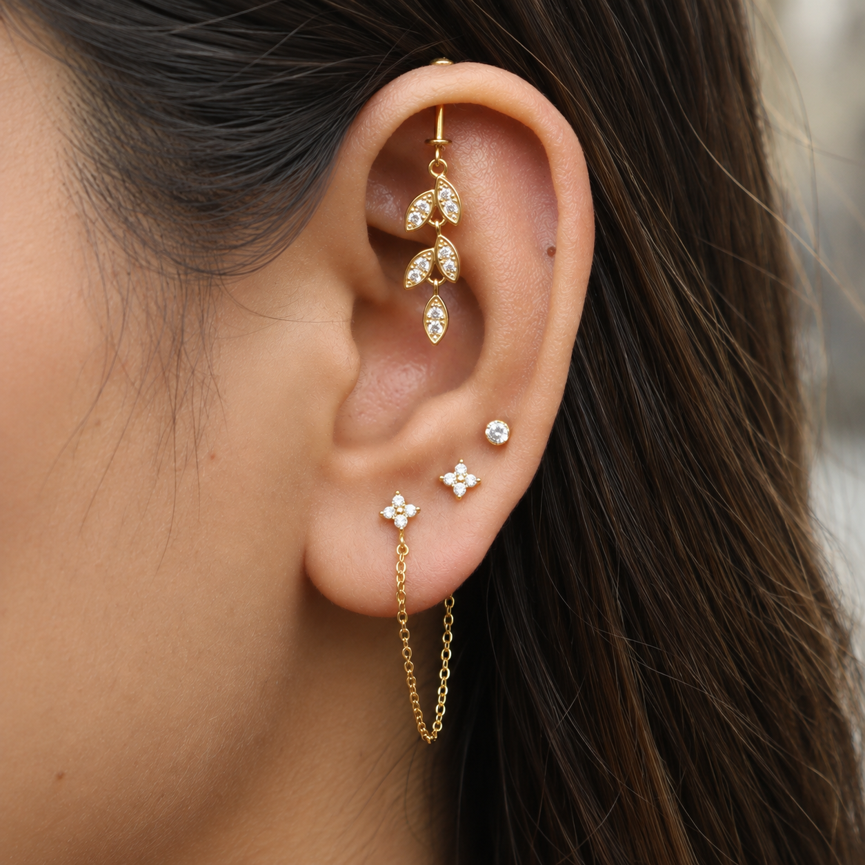 Leaf Me Alone Helix Hanging Earrings