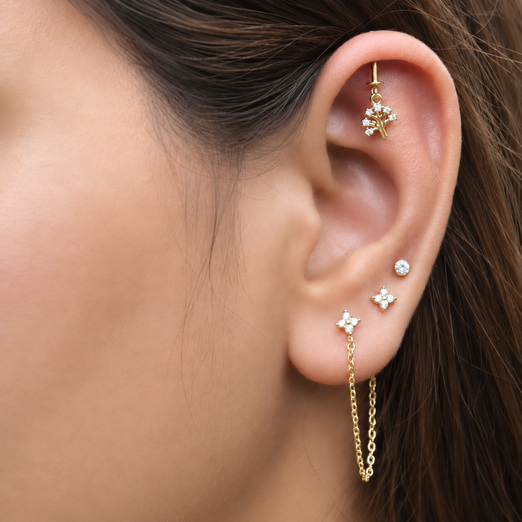Tree of Eternity Helix Hanging Earrrings