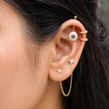 Blue Round Evil Eye Helix Hanging Earrings