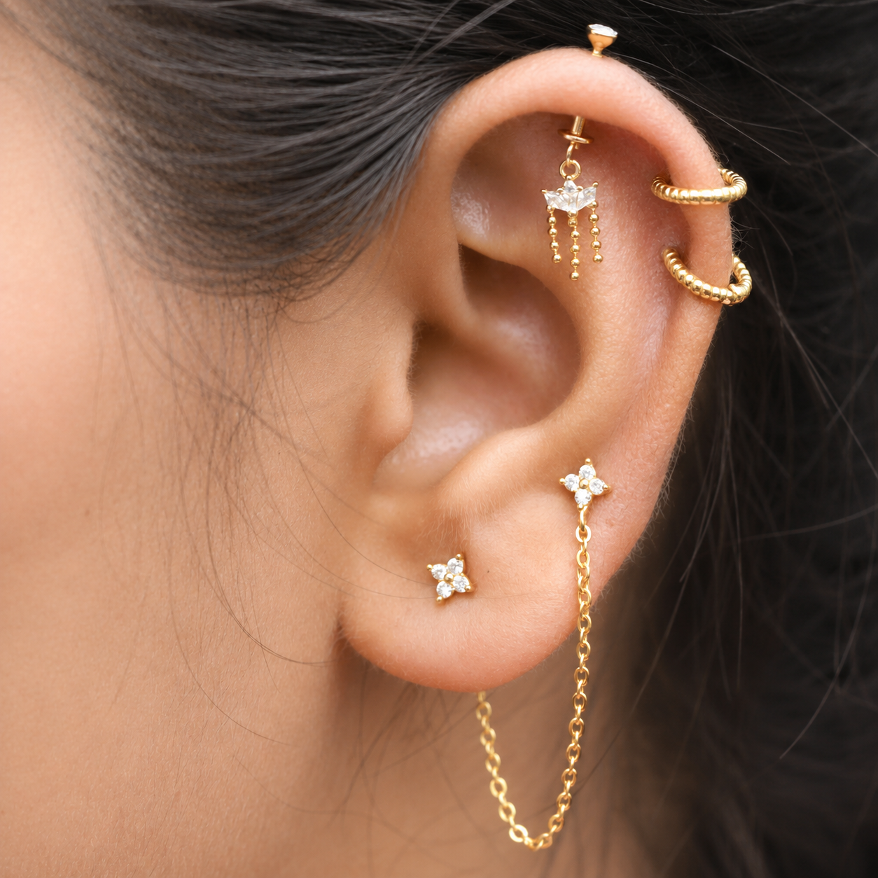 Crystal Drizzle Helix Hanging Earrings